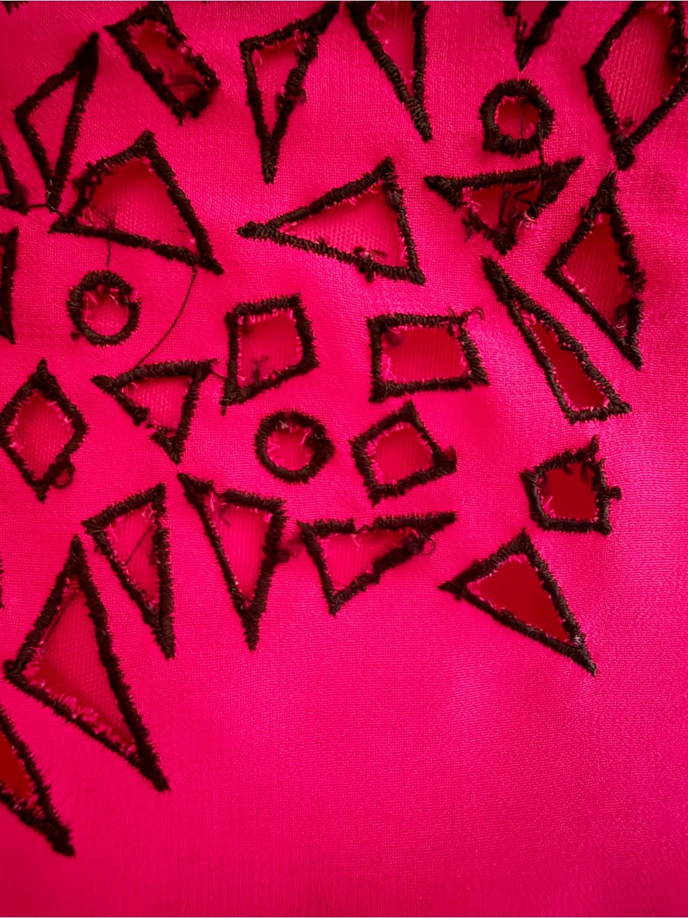 Hot Pink Embroidered Geometric Mini Dress